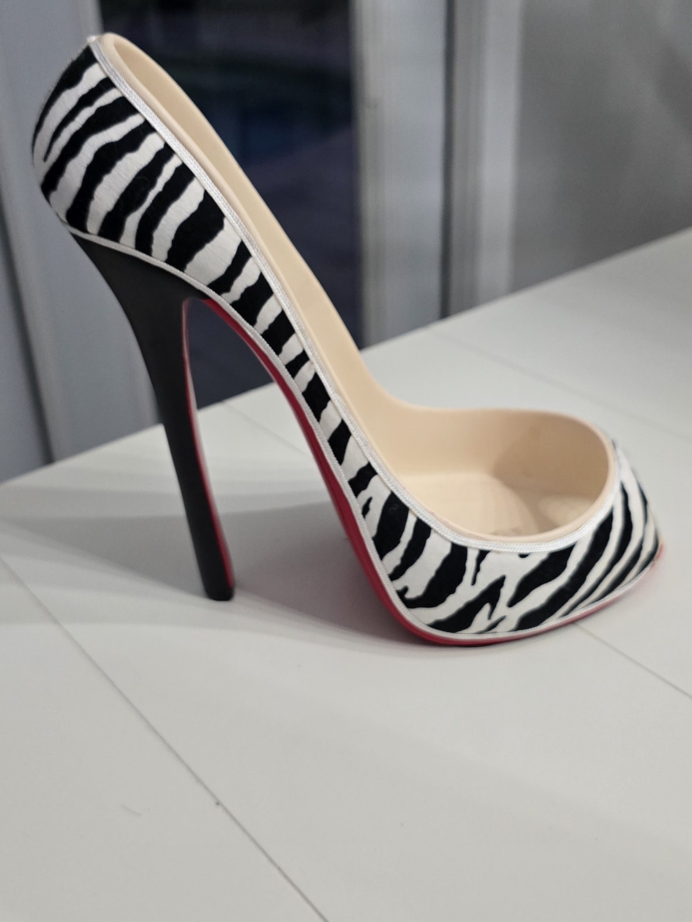 Wine Cady Red Bottom Zebra Print High Heel